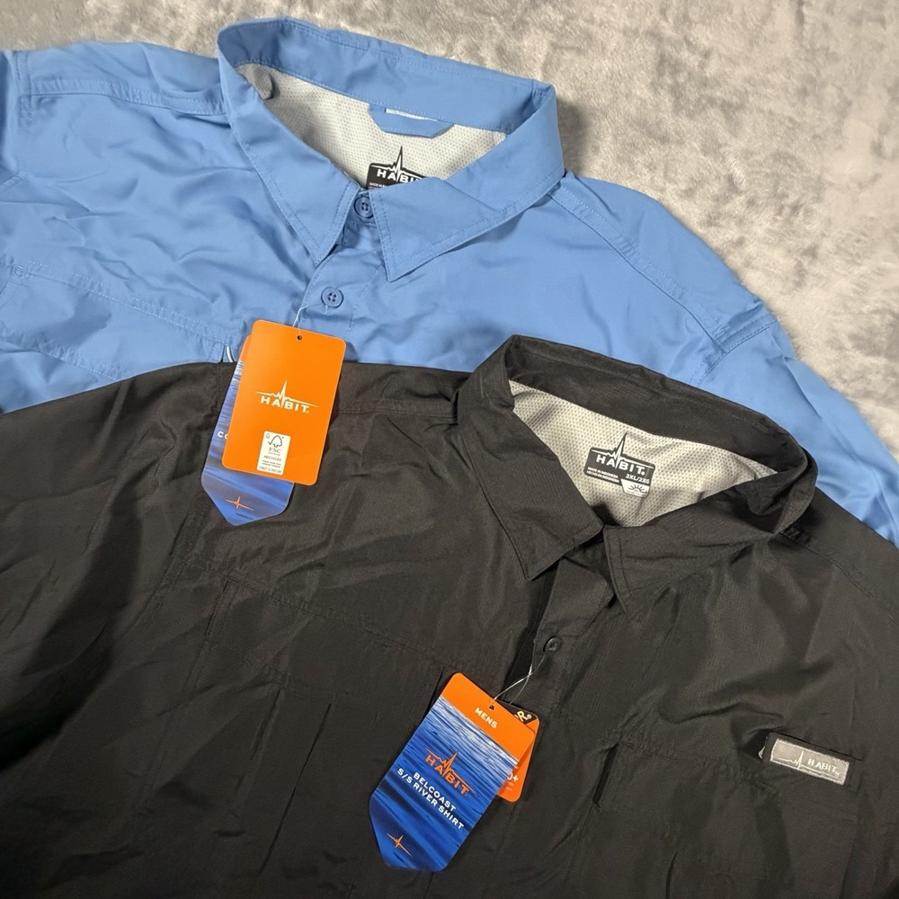 Lot Of 2 Habit Shirts Men's XXL Shirt Sleeve Vented UV Wicking Fishing Outdoors